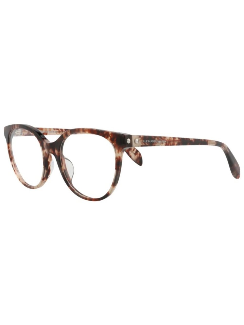 New Alexander McQueen Women's Eyeglasses Round Oval Acetate Frame Avana Avana